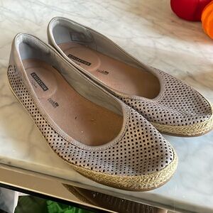 Clark’s silver flats - Espadrille look but rubber sole. Soft cushion. Size 9.5